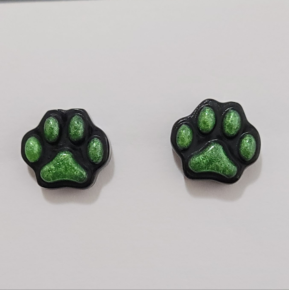 Resin Paw Print Stud Earrings